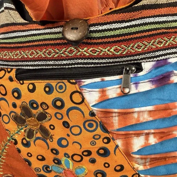 Vintage NWT Handmade  Patch  Crossbody Boho Hippie Bag Purse Multicolor - Picture 4 of 12
